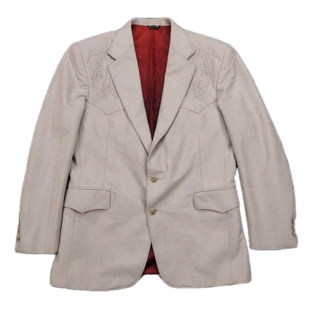 Pagano West Western Blazer Men's 42R Tan Embroidered Sport Coat Rockabilly USA
